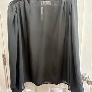 Linea V Elegant Black Sheer Blouse